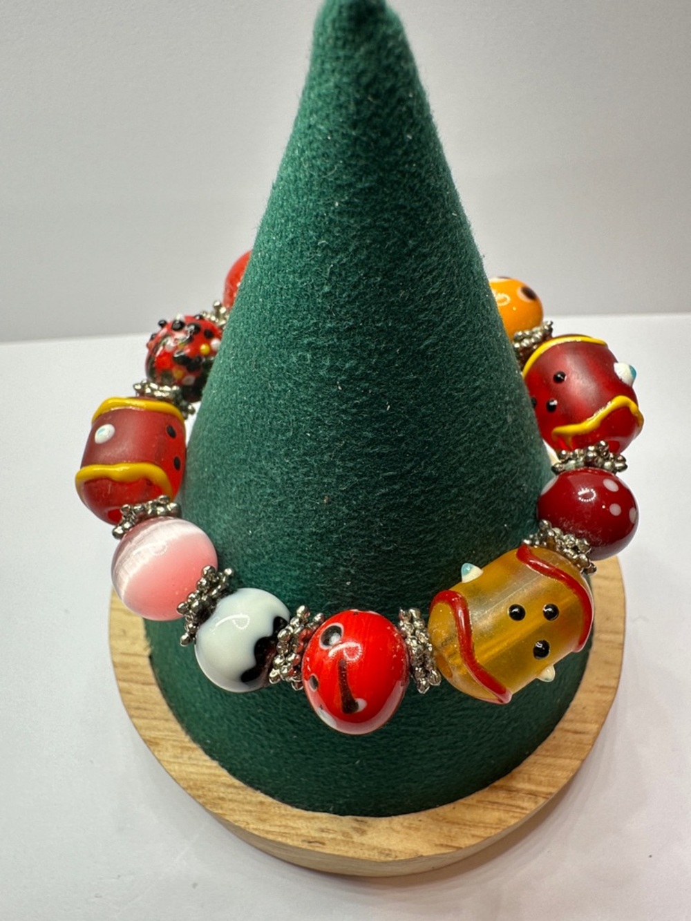 Colorful Art Glass Bead Stretch Bracelet